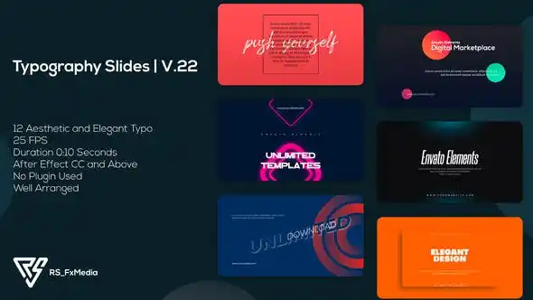 VIDEOHIVE TYPOGRAPHY – MINIMAL, DYNAMIC AND MODERN SLIDES V.22 After Effects Template