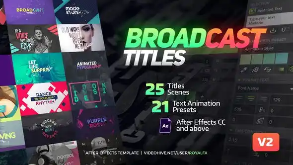 VIDEOHIVE TYPEX – BROADCAST PACK: TITLE ANIMATION PRESETS LIBRARY V5.1 20233979 After Effects Template 