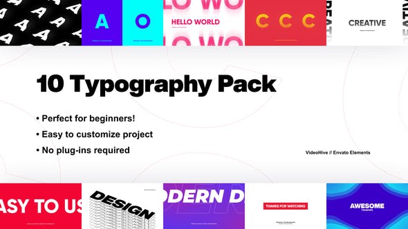 VIDEOHIVE 10 WONDERFUL TYPOGRAPHY PACK | AFRER EFFECTS After Effects Template
